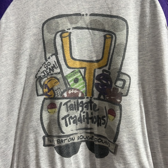 Grey purple 3/4 sleeve game day shirt - Picture 2 of 3